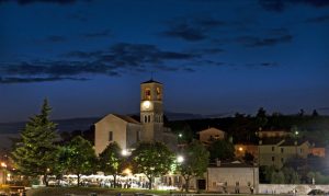 The parish Church of Custoza by night